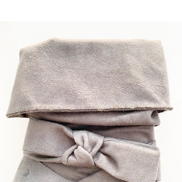 APT 9 Dede Gray Faux Suede Bow Tie Ankle Heeled Boots - Picture 8 of 11